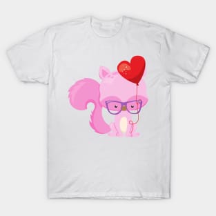 Valentine's Day Squirrel, Pink Squirrel, Glasses T-Shirt